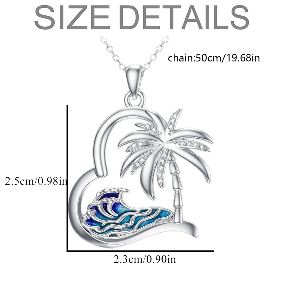 Women Creative Heart Shaped Wave Coconut Tree Pendant Necklace