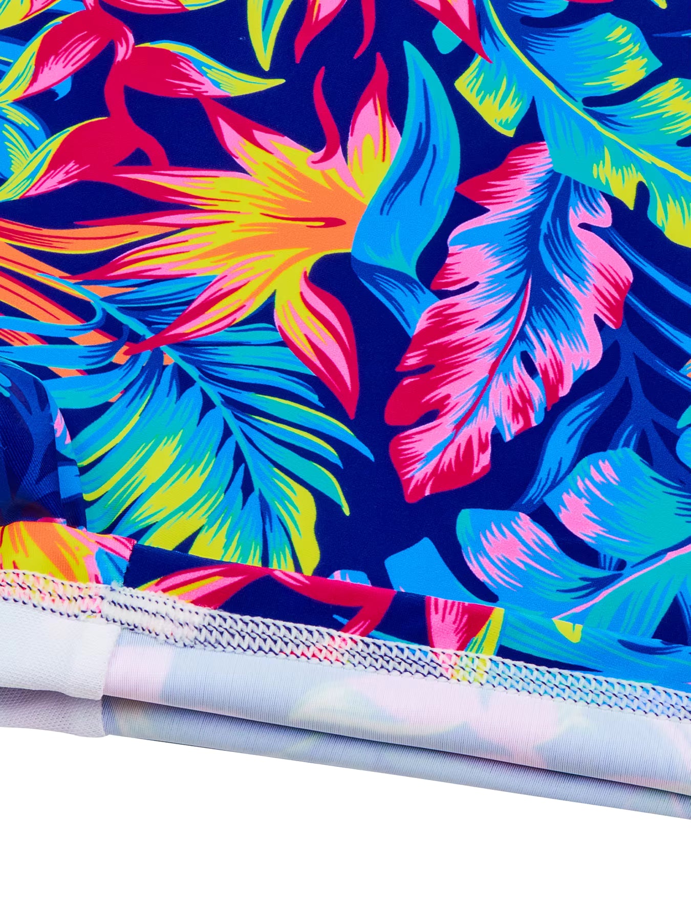 Girls Kids One-Piece Long Sleeve All-over Plant Print Beach Boyleg Shorts Swimming Suit Swimsuit