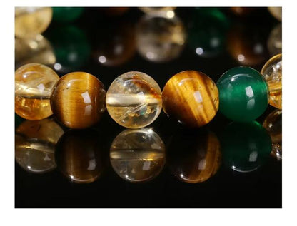 Natural Yellow Tiger Eye Stone Green Agate Citrine Mixed Energy Bead Handmade Bracelets