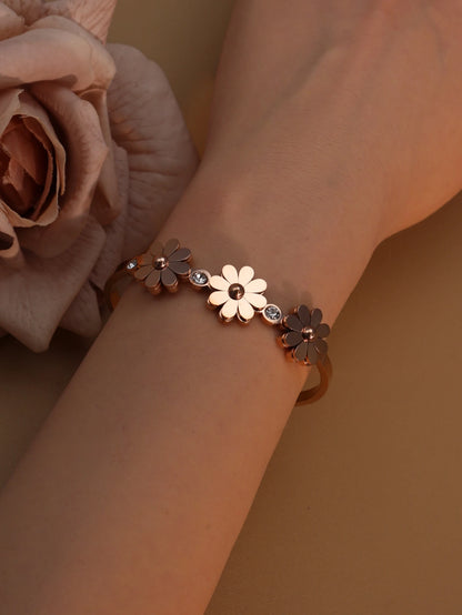Delicate Crystal Shape Stainless Steel Gold Color Women's Bracelet Bangles