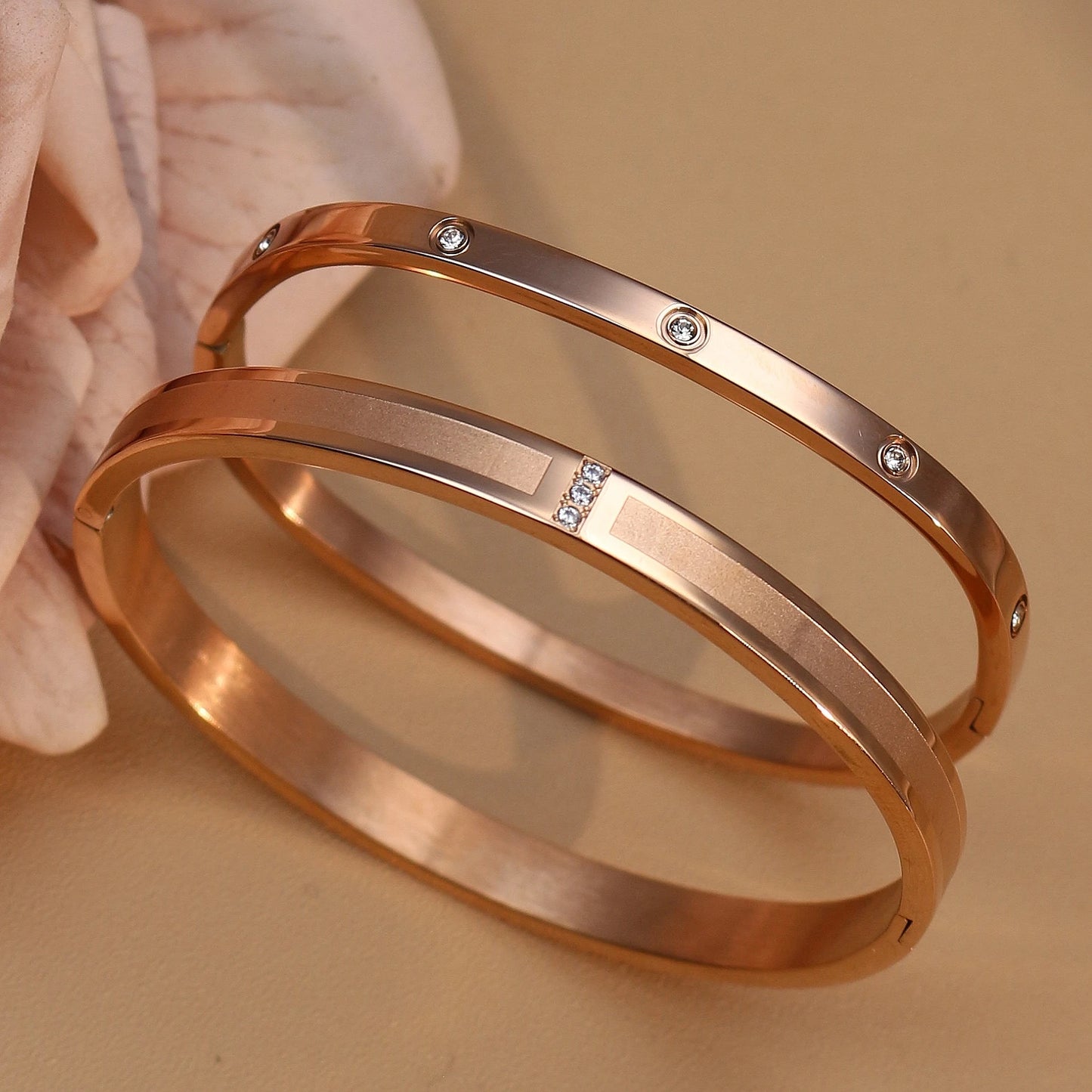 18K Plated Stainless Steel Zircon Fashion Women's Bracelet Bangles Gifts
