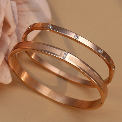 18K Plated Stainless Steel Zircon Fashion Women's Bracelet Bangles Gifts