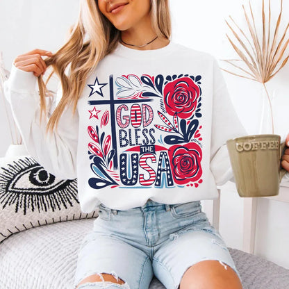 God Bless The USA America 4th of July DIY Iron-On Heat Transfer Sticker Decal T-shirts Sweatshirts Bag Clothes Decor