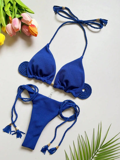 Sexy solid color women's bikini swimsuit two-piece beach Swimwear bikini suit