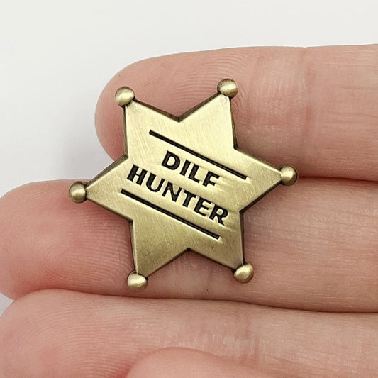 Funny Dad Lovers DILF Hunter Star Badge Brooches Pin