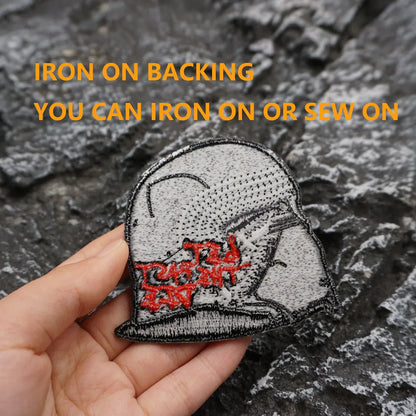 helmet"let the past die" Embroidered Patch Iron-On Sewing Clothes Patches Applique
