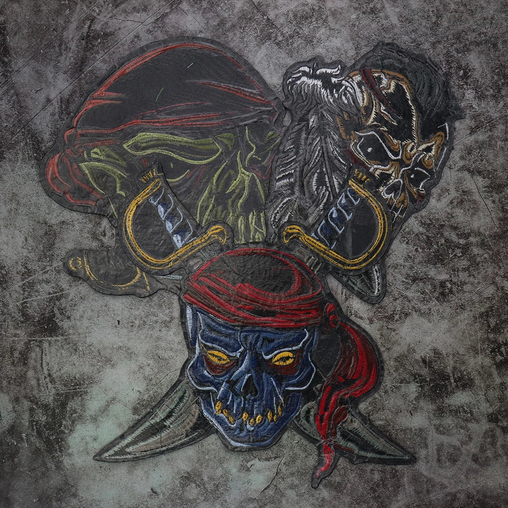 Big Punk Skull Biker Back Patch Appliques Iron on Patches Badge Clothes Sewing