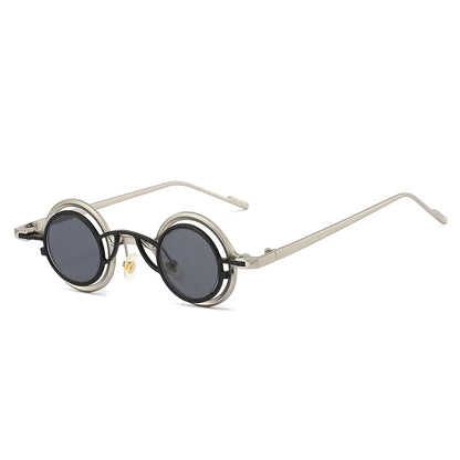 Women Round Two in One Pure Titanium Y2K Steampunk UV400 Sunglasses Glasses