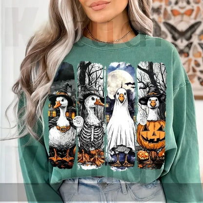 Halloween Ghost Goose Autumn DIY Iron-On Heat Transfer Sticker Decal T-shirts Sweatshirts Pillowcase Bag Clothes Decor