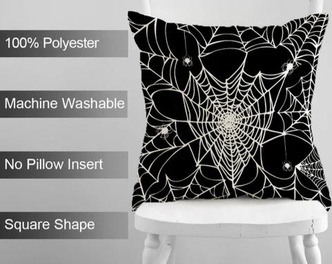 18x18 Inches Halloween Skull Spider Spooky Web Design Sofa Cushion Pillowcase Home Decor