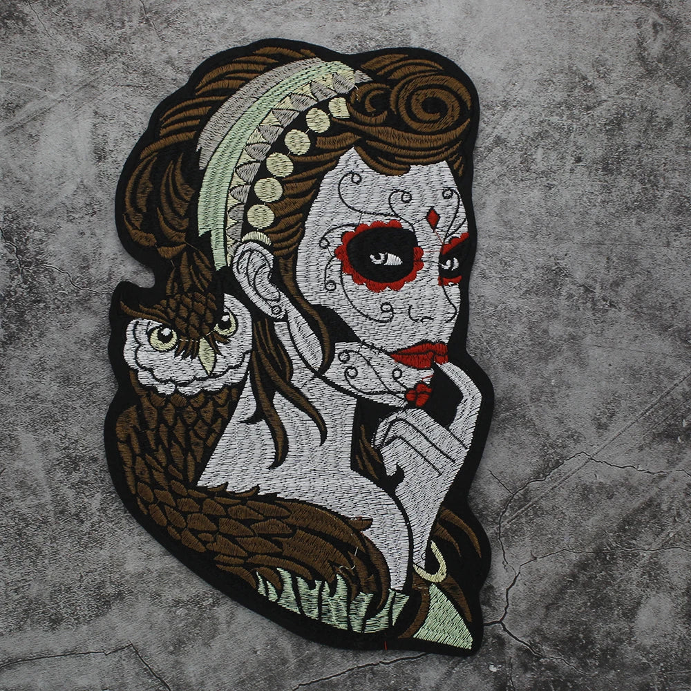 Embroidered Beauty Sexy Red Rose Love face Girl Patch Iron On Embroidered Patches for Clothes