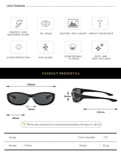 Men Women Classic Punk Wrap Around Vintage Fashion Sport UV400 Sunglasses Goggles