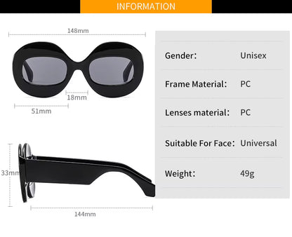 Men Women Retro Oval Clear Gradient Lens Shades UV400 Fashion Round Glasses Sunglasses