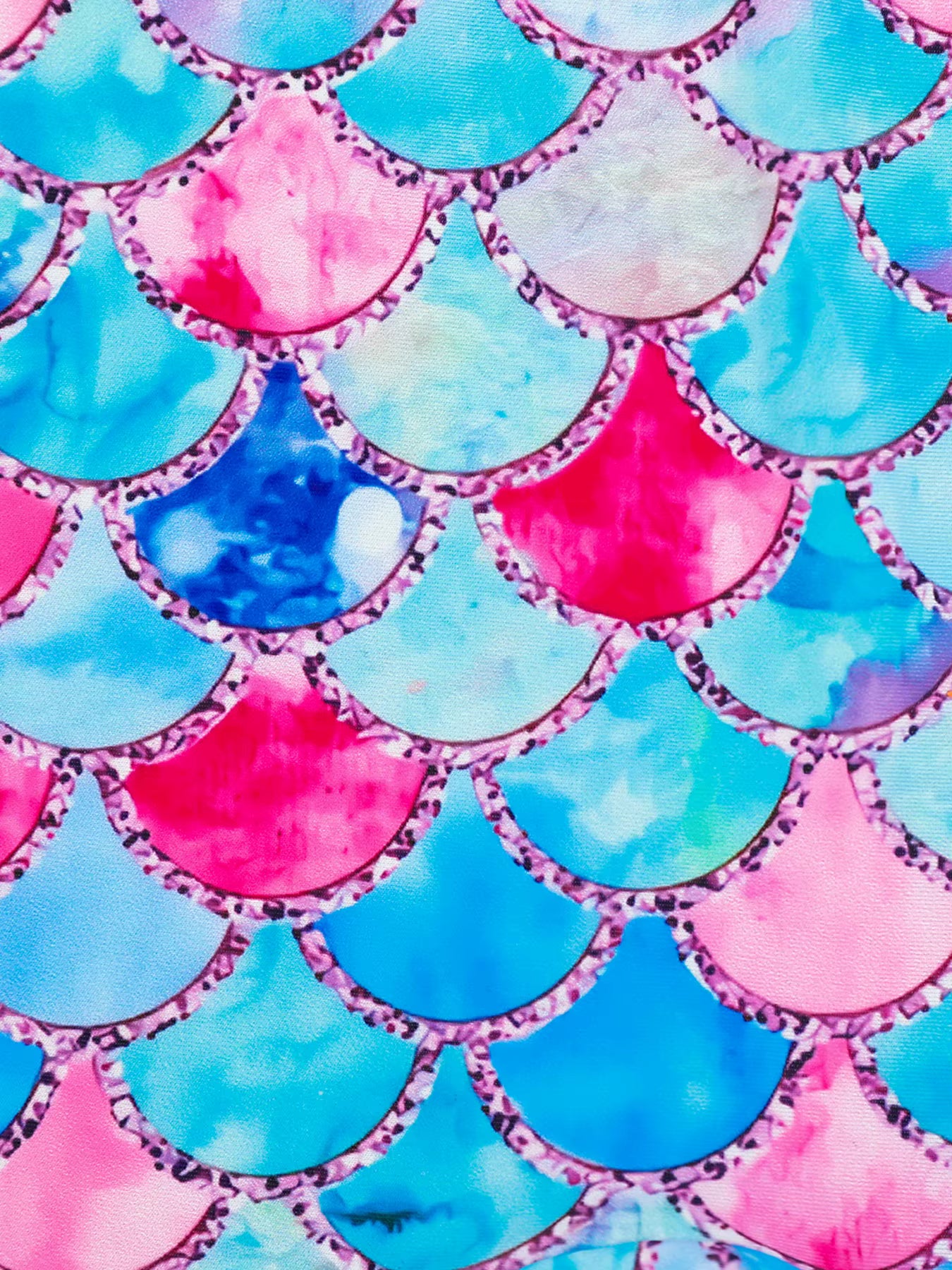 Girls Kids One-Piece Long Sleeve Sport 3D Scale Print Beach Boyleg Shorts Swimming Bathing Swimsuit Suit