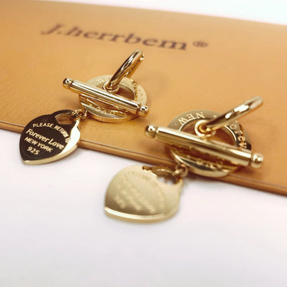 Women Fashion Stainless Steel Heart-Shaped Pendant Love Earrings