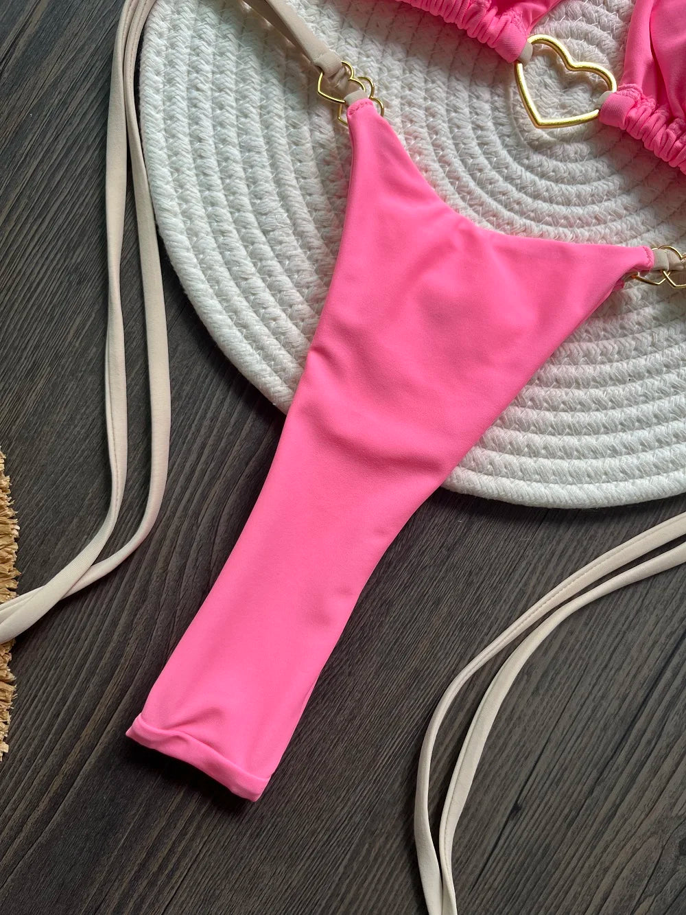 Solid Color Bikini Women Low Waist Lace-up Fashionable Swimsuit Two-piece suit