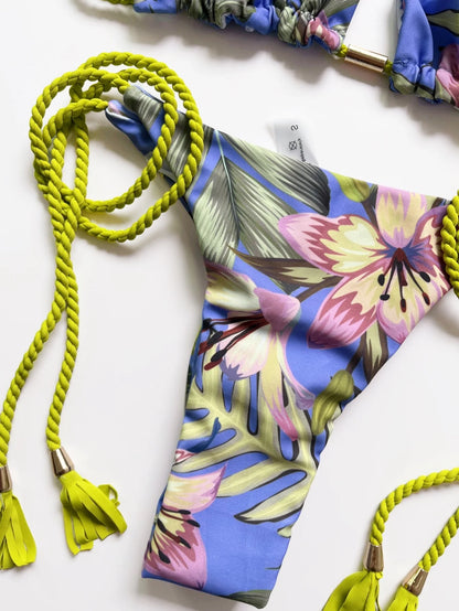 Sexy Braiding rope Bandage Bikini Women Swimsuit Two-piece Triangle Swimwear Bathing Brazilian Suit