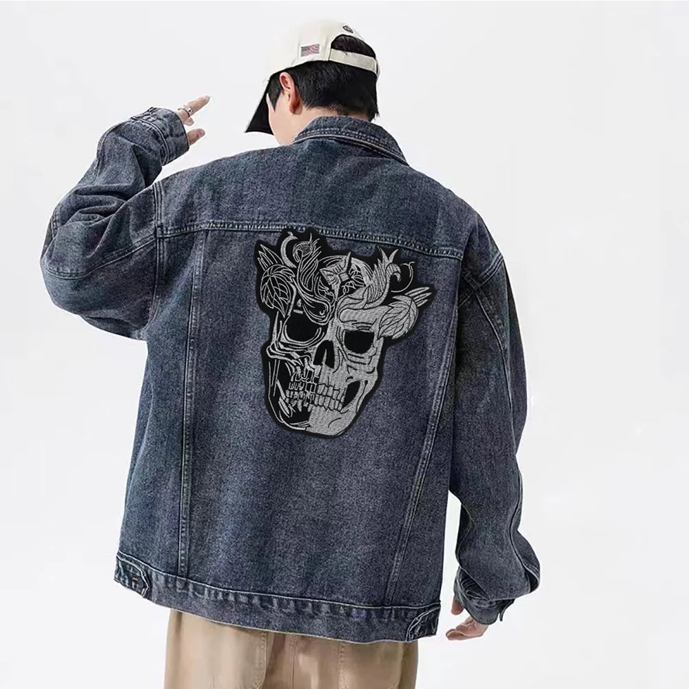 Large Size Skull Embroidered Patch for Clothes Patches Iron on Sew on Badges Appliques