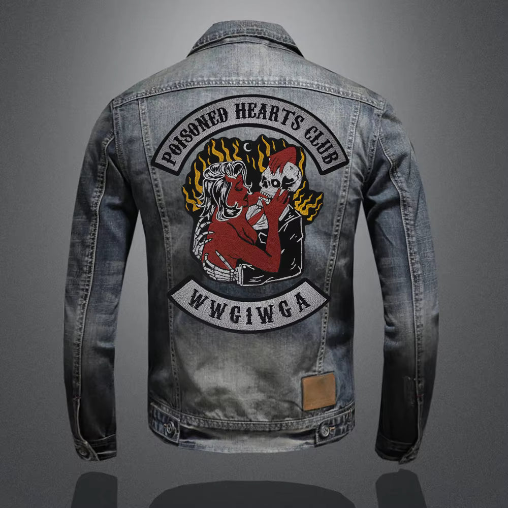 Embroidered Beauty Skull Poisoned Hearts Club Patch Appliques Iron on Patches Badge Clothes Sewing