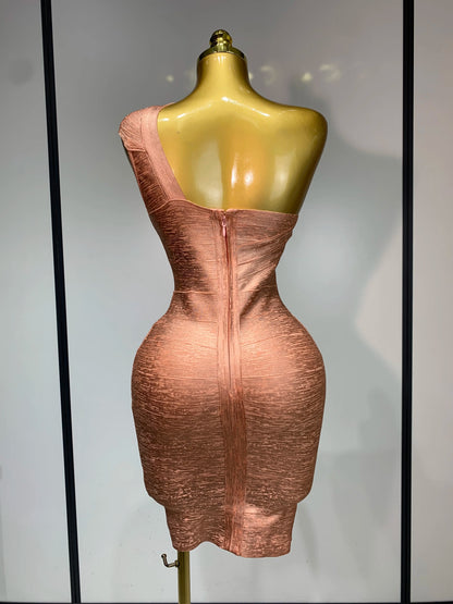 Sexy One Shoulder Bandage Short Sleeveless Bandage Evening Party Birthday Dress
