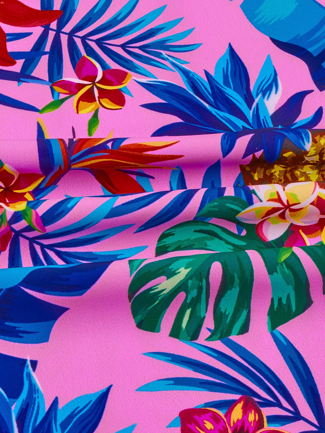 One-Piece Kids Girl Long-Sleeved Pink Plants Print Zipper Boyleg Shorts Swimming Swim Romper