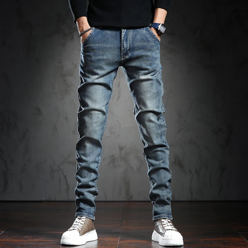 Men Fashion Blue Skinny Slim Fit Cotton Stretch Cowboy Denim Jeans Pan ...