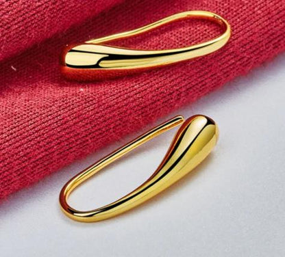 18K Gold Water Droplets/Raindrops Woman Wedding Engagement Charm Stud Earrings
