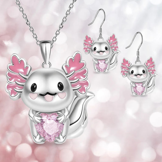 Women Zircon Cartoon Fashion Funny Animal Necklace Pendant Gifts Sets