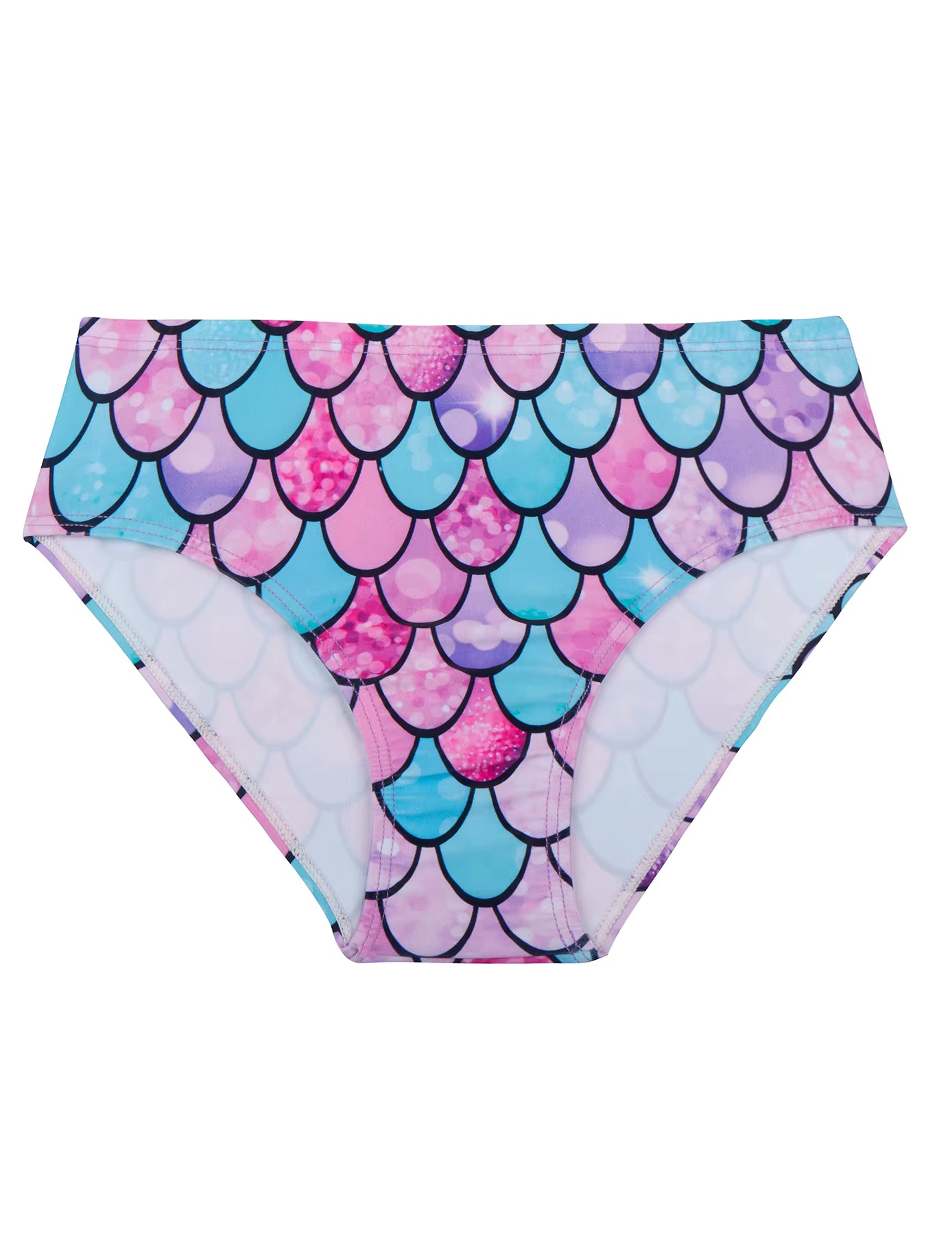 2pcs Kids Girl Sleeveless Pink Ruffle Crop Tops Scale Print Swim Briefs Swimming Suit