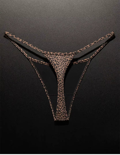 Women Low Waist G-String Leopard Briefs Thong Ice Slik T-back Underwear Seamless Panties