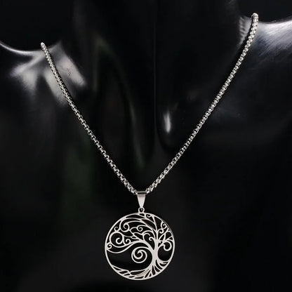 Tree of Life Collar Stainless Steel Women Men Chain Necklaces Pendant