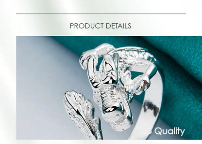 Women 925 Sterling Silver Wedding Engagement Party Charm Dragon Ring