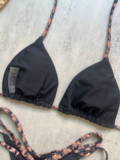 Women Push Up Bra Hollow Out White Leopard Print Patchwork Micro Bikini Thong Swimsuit Beach Bathing Suit