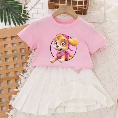 Paw Patrol Girls Kids Pants Thin Skirts Cartoon Print Pleated Outfit Gifts