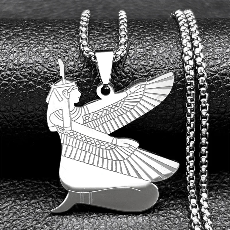 Women Men Stainless Steel Gold/Silver Color Egyptian Mystery Amulet Goddess of Life Necklace