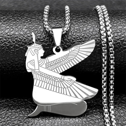 Women Men Stainless Steel Gold/Silver Color Egyptian Mystery Amulet Goddess of Life Necklace