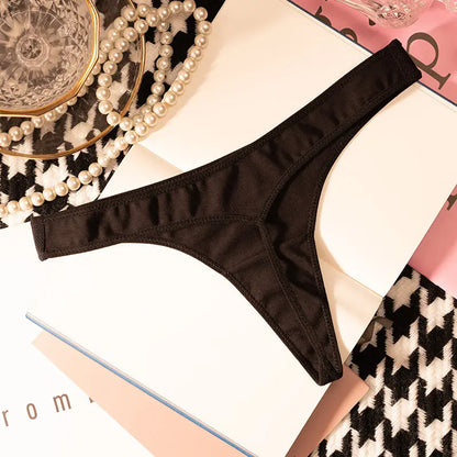 Women T-back Briefs Cotton G-String Thong Underwear Low Waist Seamless Panties