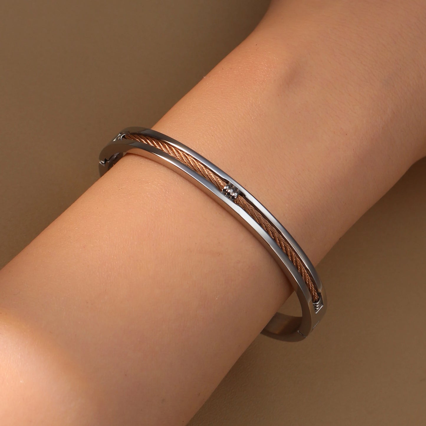 Women Punk 18k Gold Color Stainless Steel Statement Bracelet Bangle