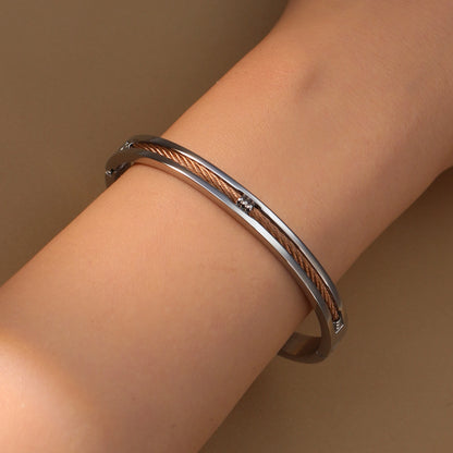Women Punk 18k Gold Color Stainless Steel Statement Bracelet Bangle
