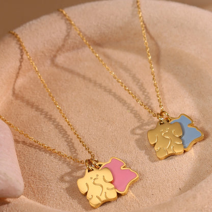 Women's Elephant Stainless Steel 18k Gold Plated Pendant Necklace