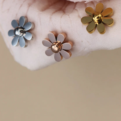 Daisy Women Wedding Stainless Steel Gold Color Charm Stud Earrings