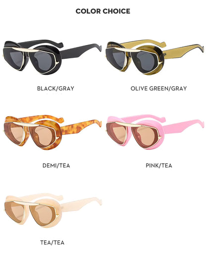Men Women y2K Hip Hop Punk Oval Designer Square UV400 Glassess Sunglasses