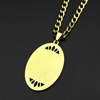 Women Men Stainless Steel Gold Color Allah Islam Muslim Amulet Quran Ayatul Kursi Oval Pendant Necklace