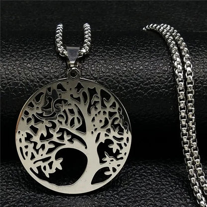 Tree of Life Collar Stainless Steel Women Men Chain Necklaces Pendant