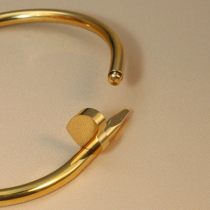 Women Heart Shaped Zircon Stainless Steel Gold Color 2-in-1 Bangles Bracelet Jewelry