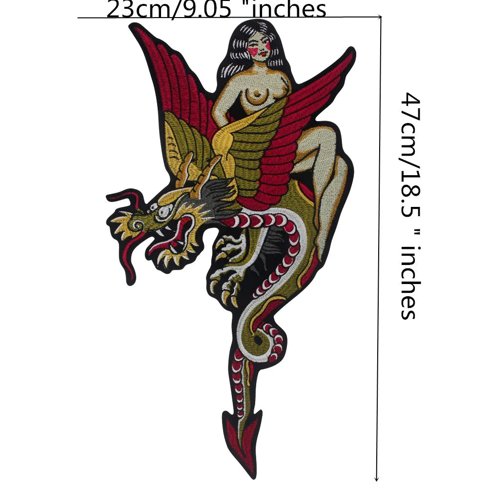 SEXY Women Dragons Patch Appliques Iron on Patches Badge Clothes Sewing