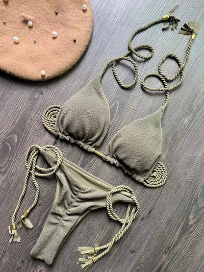 Sexy solid color women's bikini swimsuit two-piece beach Swimwear bikini suit