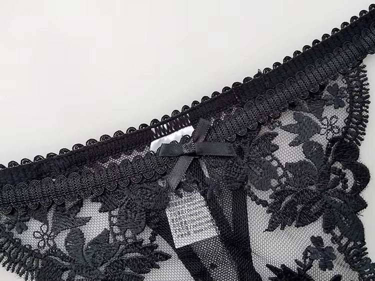 Women Lace Underwear Briefs Breathable G--String Seamless Low Waist Hollow Out Thong Panties