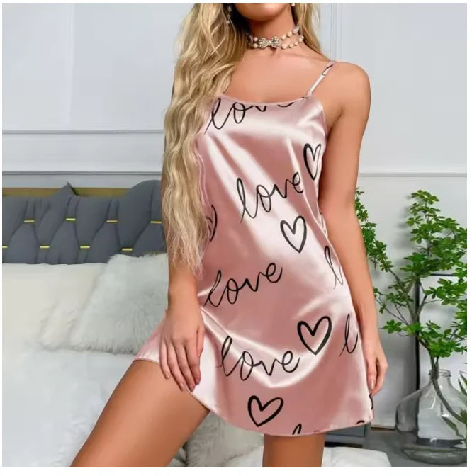 Women Nightwear Sexy Floral Prints Nightdress Sleepwear Nightgown