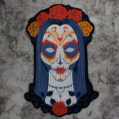 Punk Skull Embroidery Ghost Bride Stripe Badge Patch Iron on Patches Clothes DIY
